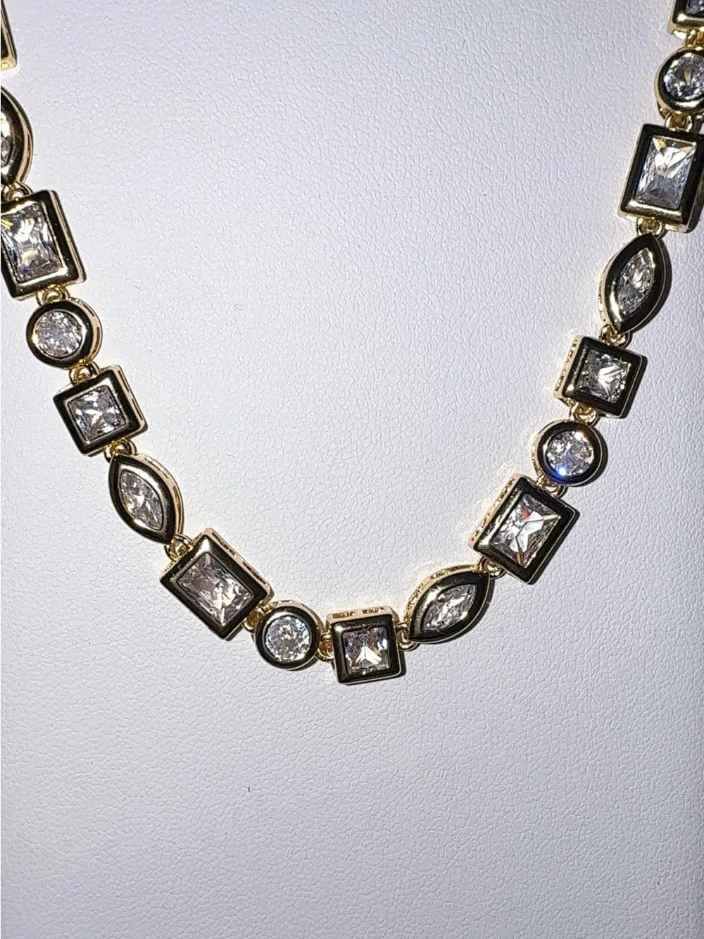 Gold Multi-Shape Cubic Zirconia Tennis Necklace Choker